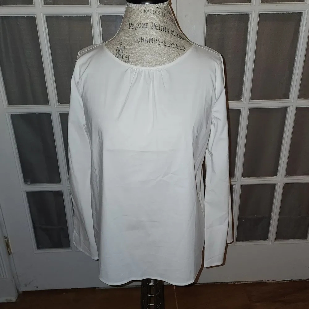 Christian Siriano For J Jill Womens White Bell Sleeve Blouse Small
